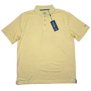 Walter Hagen Performance 11 Golf Polo Athletic Fit Men's Large Pale Yellow NEW